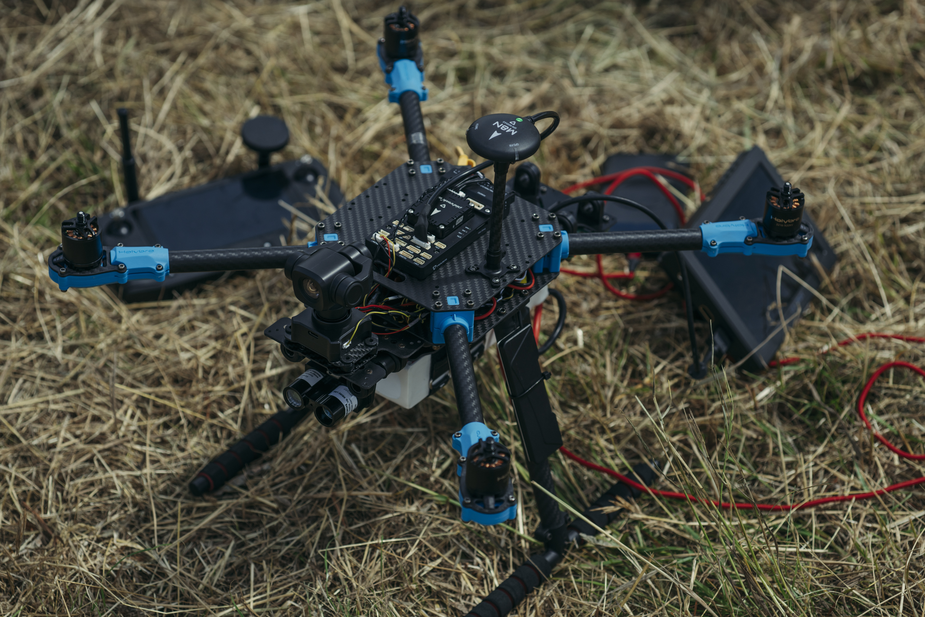 Avianna UAS — field ready, carbon frame with blue motor mounts